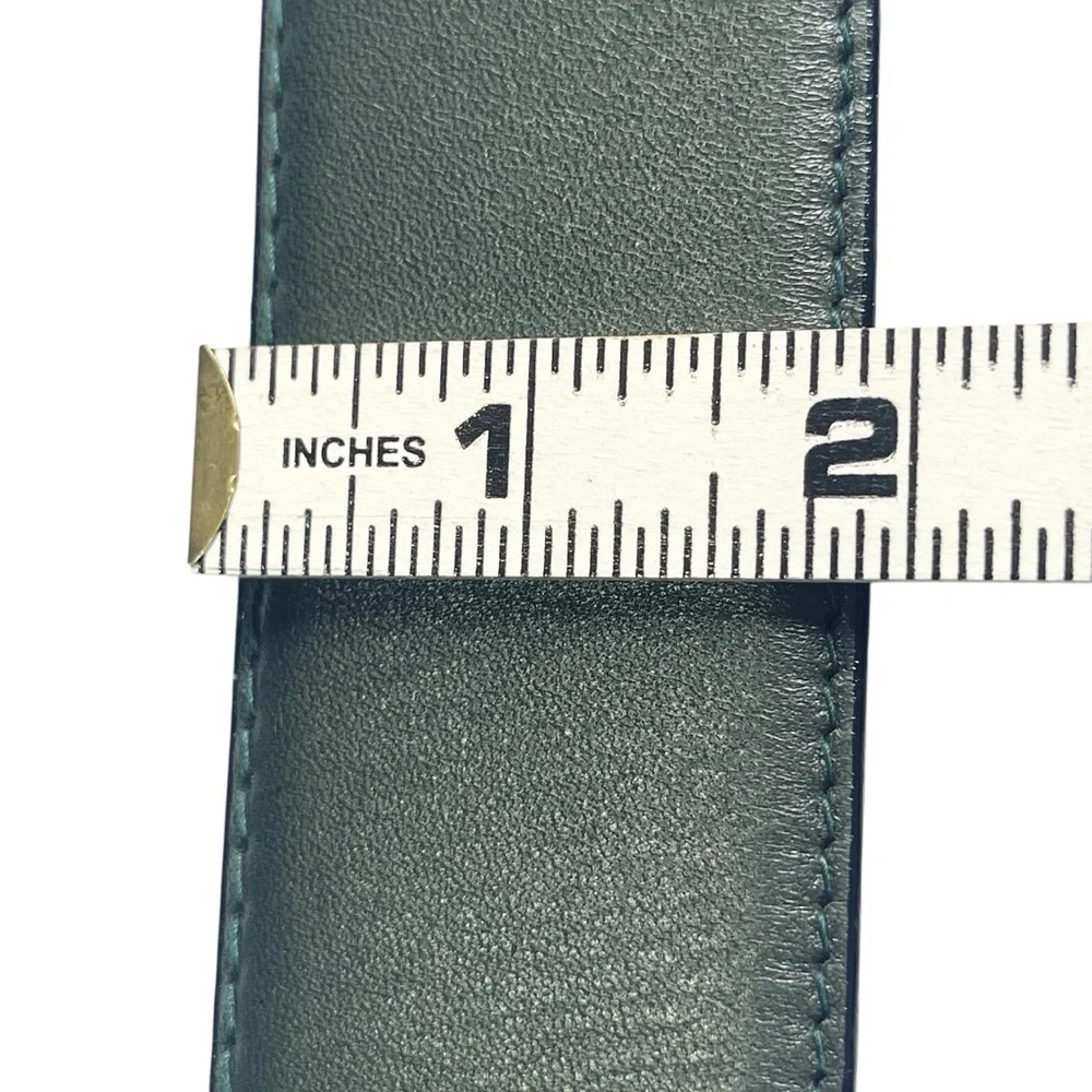 Forest Green Leather Belt Wide Waist Oversized Size S
